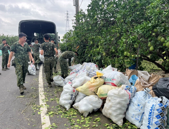 圖六、國軍幫忙清理文旦（圖源：臺南市政府全球資訊網)